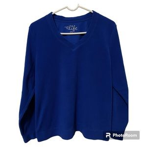 Made for Life Royal Blue V Neck Womens Pullover Shirt Large